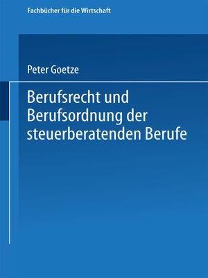 cover image of Berufsrecht und Berufsordnung der steuerberatenden Berufe